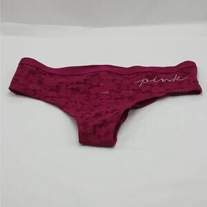 Victoria Secret Pink Cheekster Lacy Panties Underwear Women's Medium Burgundy